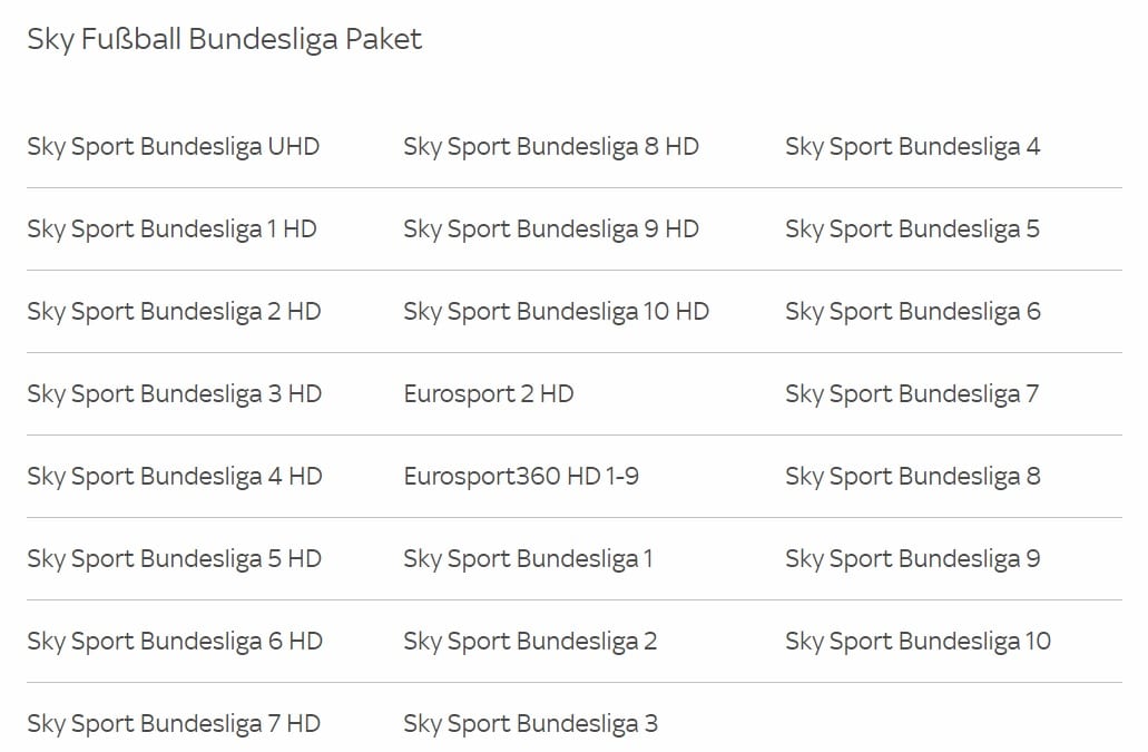 Sky Sender Fußball Bundesliga Paket