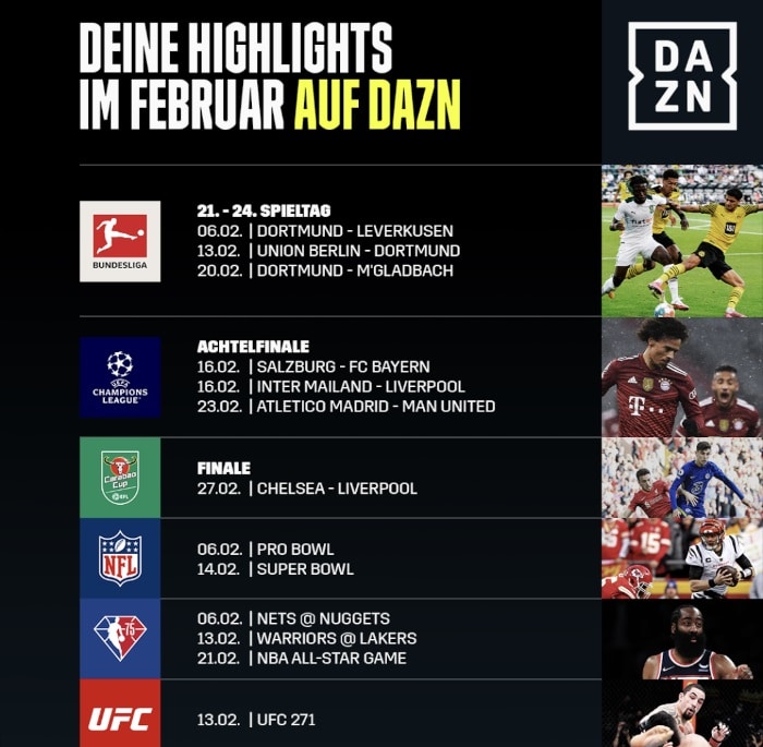 DAZN Programm Highlights 2022