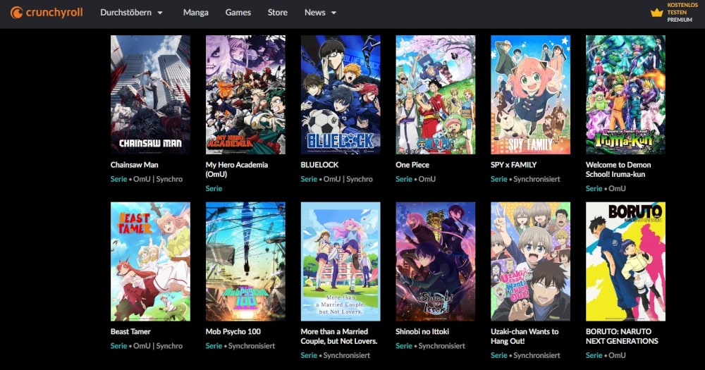 Crunchyroll Anime Streaming Seite