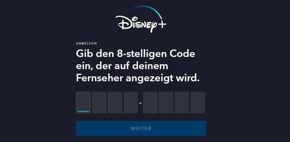 Disney+ Code eingeben