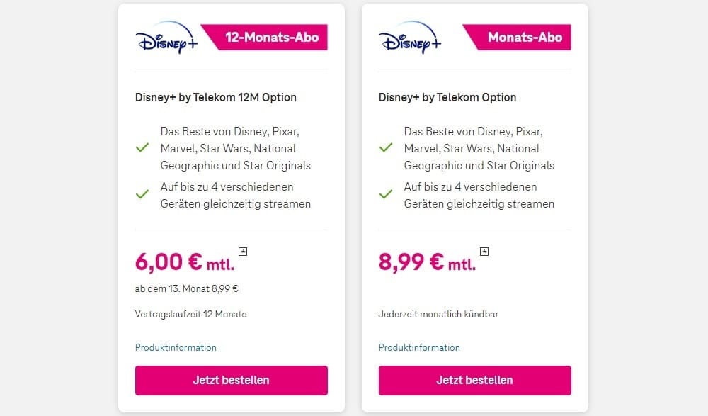 Disney Plus Kosten bei Telekom