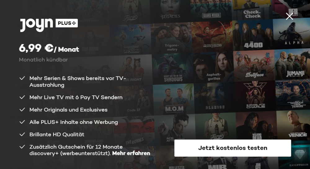 Joyn Plus+ 1 Woche lang kostenlos testen