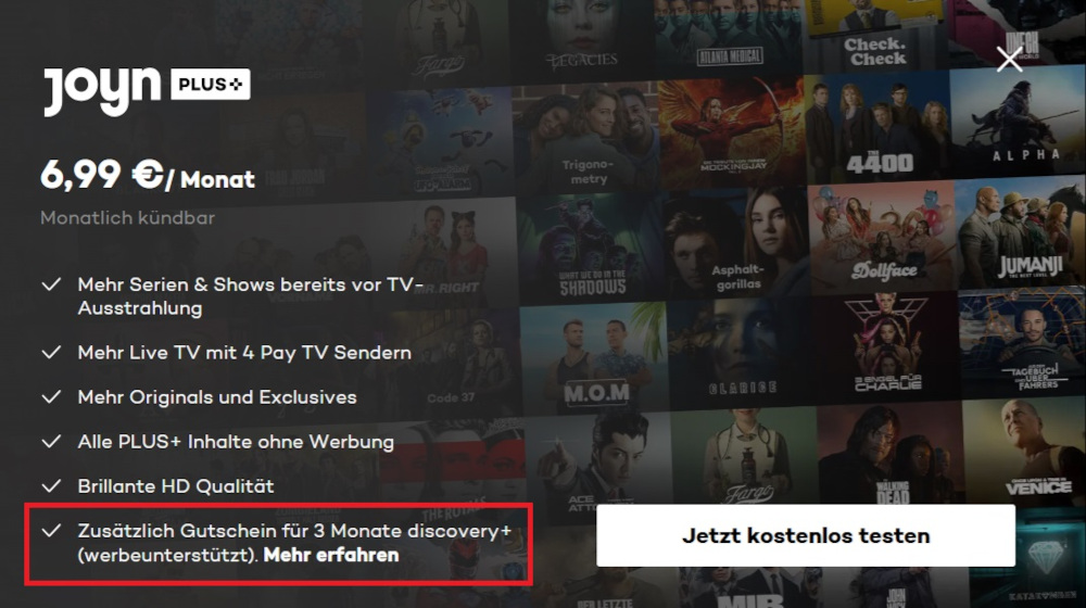 Discovery Plus 3 Monate kostenlos mit dem Probeabo von Joyn